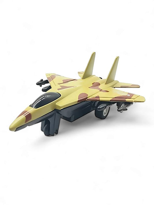 Army Plane F 15 Military Fighter Jet Pull Back - Yellow (L-J-96) - Toyloft