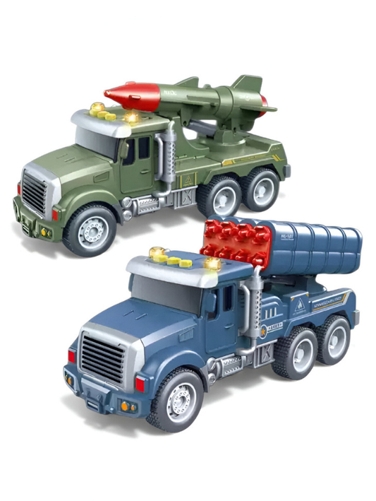 Army Truck & Missile Launcher Toy Set – 2-Pack Military Vehicles with Sound and Light Features LMI15422.
