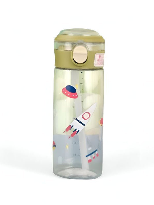 AstroDrip – 560 ml Water Bottle for Kids with Straw | BPA-Free & Non-Toxic | Fun UFO & Rocket Cartoon Print | Leak-Proof School & Travel Bottle for Boys & Girls NOV6328.