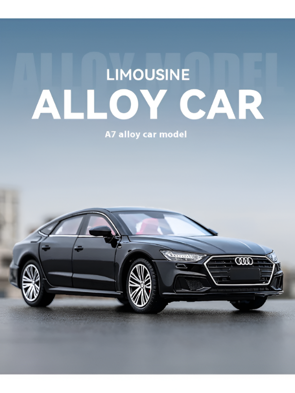 Audi A7 Alloy Diecast Car Model | Black 1:24 Scale Premium Metal Collectible Toy Car with Opening Doors TV6181