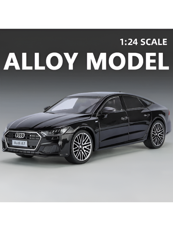 Audi A7 Alloy Diecast Car Model | Black 1:24 Scale Premium Metal Collectible Toy Car with Opening Doors TV6181