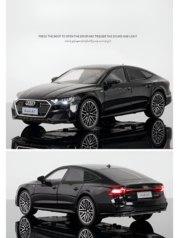 Audi A7 Alloy Diecast Car Model | Black 1:24 Scale Premium Metal Collectible Toy Car with Opening Doors TV6181