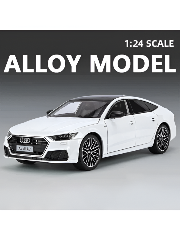 Audi A7 Alloy Diecast Car Model | White 1:24 Scale Premium Metal Collectible Toy Car with Opening Doors TV6181