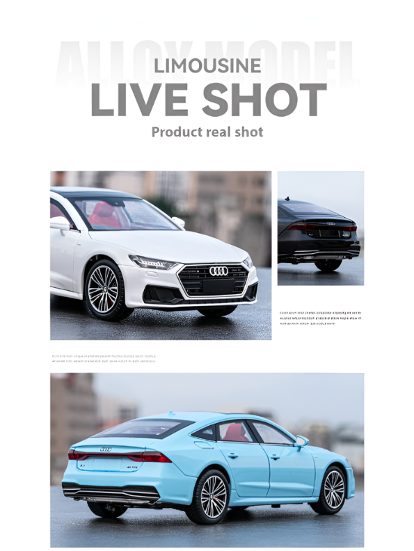 Audi A7 Alloy Diecast Car Model | White 1:24 Scale Premium Metal Collectible Toy Car with Opening Doors TV6181