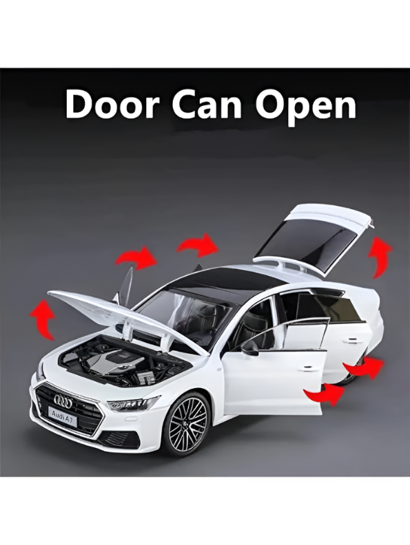 Audi A7 Alloy Diecast Car Model | White 1:24 Scale Premium Metal Collectible Toy Car with Opening Doors TV6181