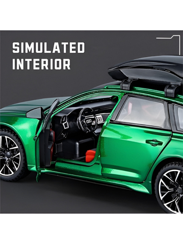 Audi RS6 Avant 1:24 Scale Diecast Model Car – Green Metal Collectible with Acrylic Display Box.