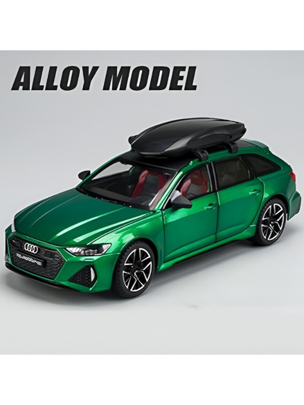 Audi RS6 Avant 1:24 Scale Diecast Model Car – Green Metal Collectible with Acrylic Display Box.