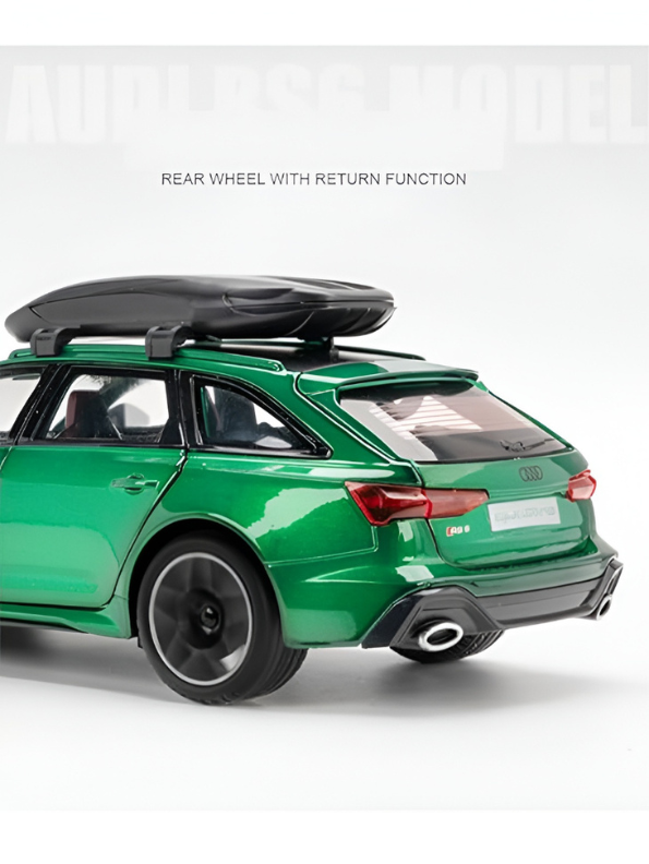 Audi RS6 Avant 1:24 Scale Diecast Model Car – Green Metal Collectible with Acrylic Display Box.
