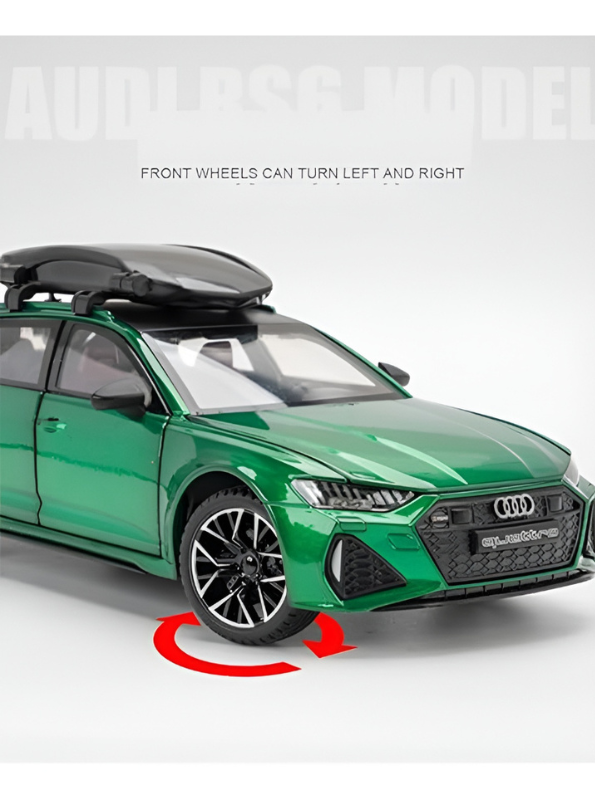 Audi RS6 Avant 1:24 Scale Diecast Model Car – Green Metal Collectible with Acrylic Display Box.