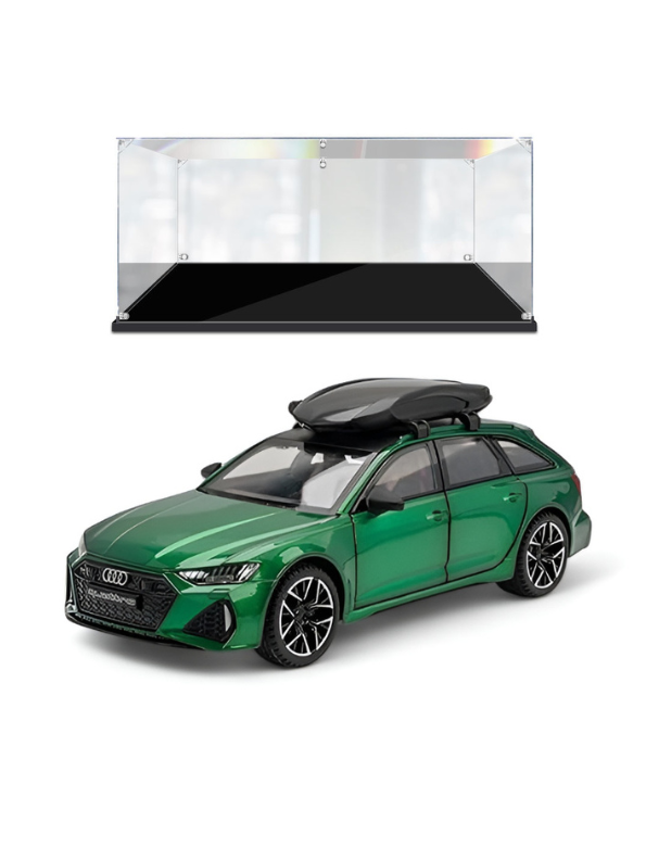 Audi RS6 Avant 1:24 Scale Diecast Model Car – Green Metal Collectible with Acrylic Display Box.