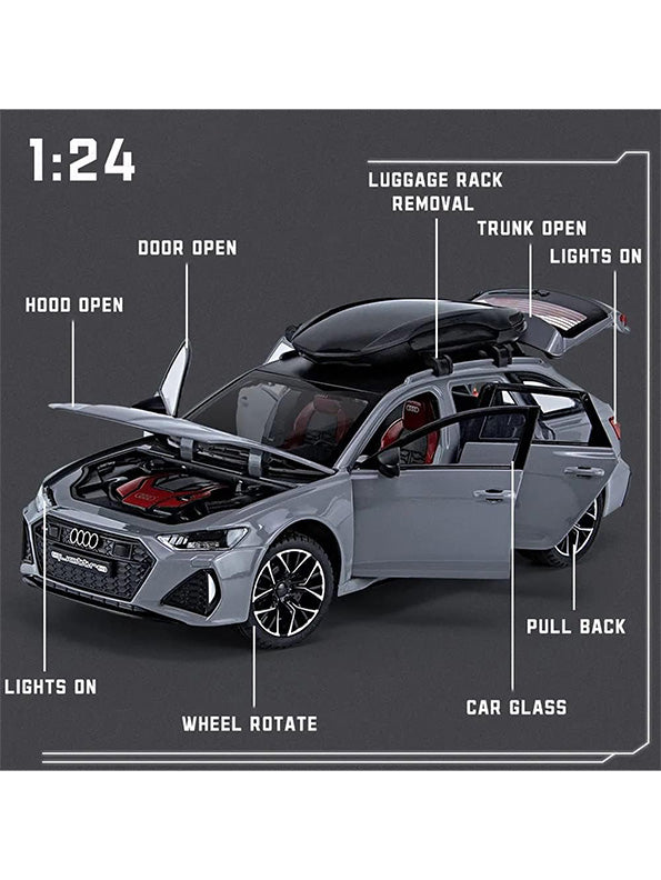 Audi RS6 Avant Model 1:24 Scale Diecast Car - Grey Metal Collectible | MD-O-24