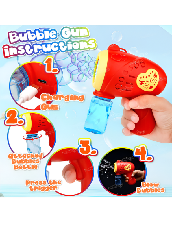 Automatic Bubble Gun Toy with Type-C Fast Charging, Leak-Proof Design & Bubble Solution for Kids LMI16882