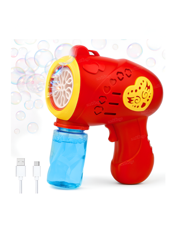 Automatic Bubble Gun Toy with Type-C Fast Charging, Leak-Proof Design & Bubble Solution for Kids LMI16882