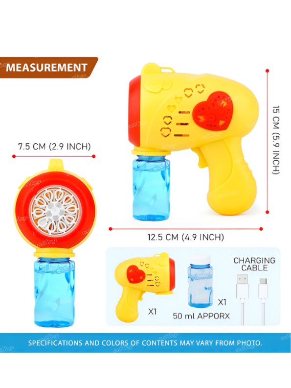 Automatic Bubble Gun Toy with Type-C Fast Charging, Leak-Proof Design & Bubble Solution for Kids LMI61882