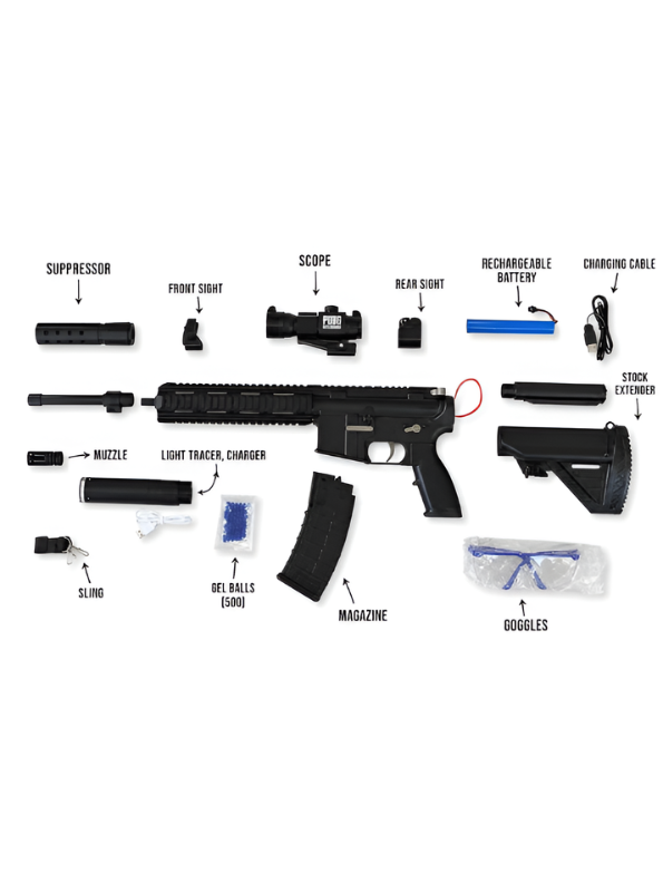 Automatic CQB PDW Tactical Gel Blaster Toy Gun Set with Light Tracer & Accessories LMI16819