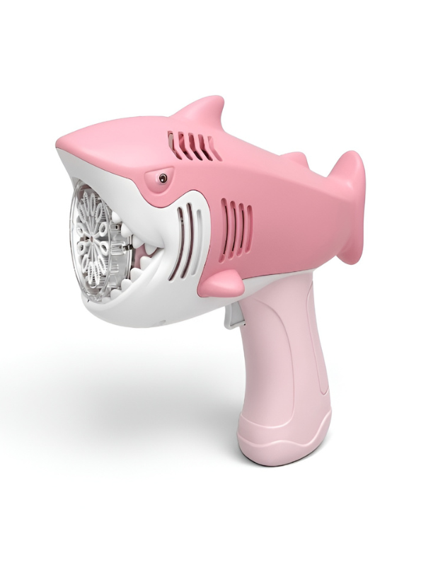 Automatic Pink Shark Bubble Gun Toy with Bubble Solution - Battery-Powered Outdoor Summer Bubble Blower Machine for Toddlers & Kids TV3934.