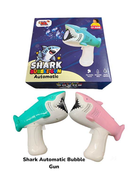 Automatic Pink Shark Bubble Gun Toy with Bubble Solution - Battery-Powered Outdoor Summer Bubble Blower Machine for Toddlers & Kids TV3934.