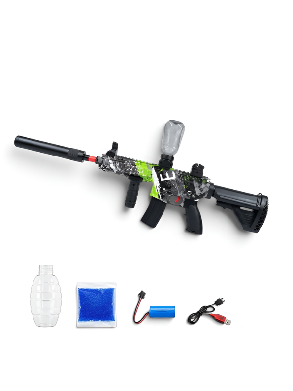 Automatic Crystal Water Bead Toy Assault Rifle – Tactical Splatter Gun with Extended Barrel & Hopper