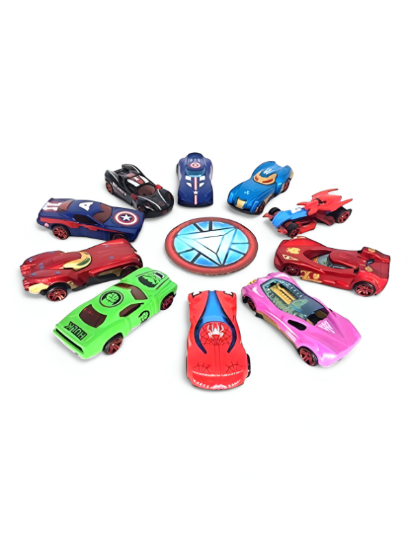 AvengerWheels - 10 Piece Marvel Superhero Metal Alloy Vehicle Collection | Pullback Kids Gift LMI9731.