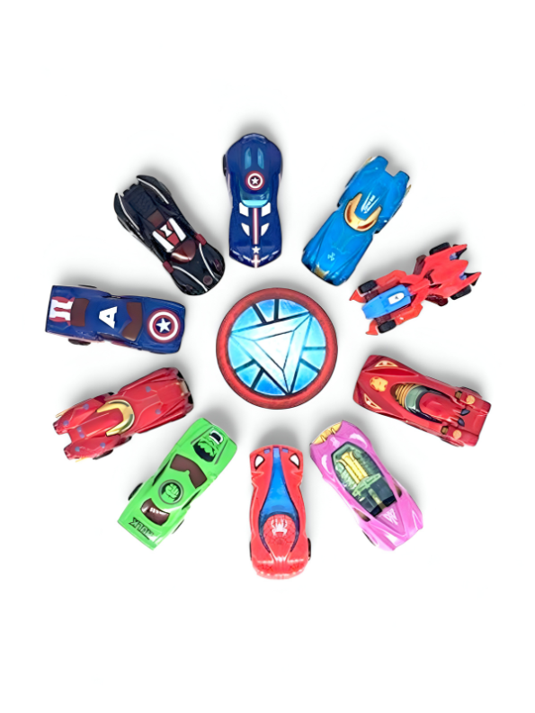 AvengerWheels - 10 Piece Marvel Superhero Metal Alloy Vehicle Collection | Pullback Kids Gift LMI9731.