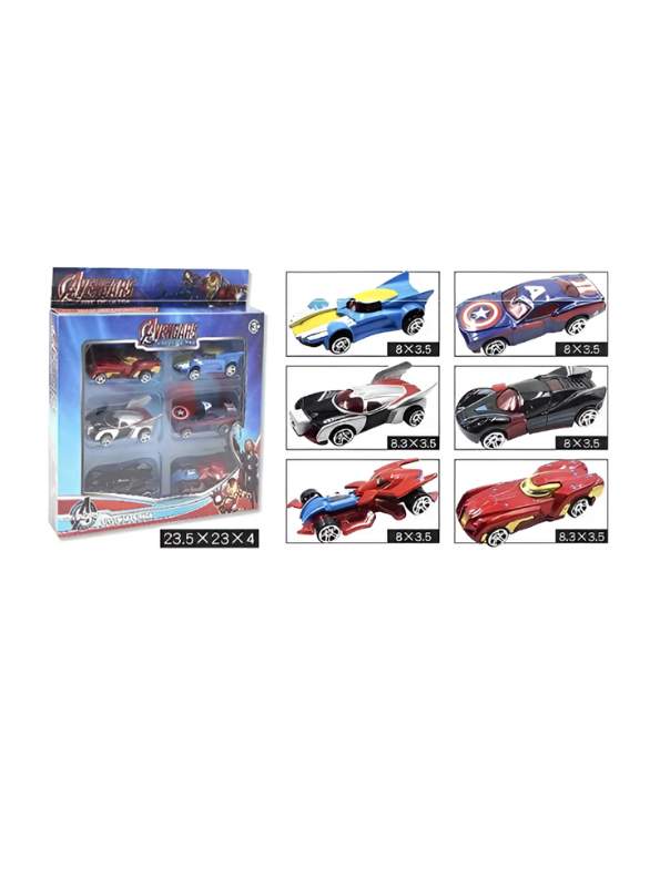 Avengers Die-Cast Toy Cars – 6 Superhero Racing Vehicles, Civil War Edition Collectible Metal Set LMI8644.
