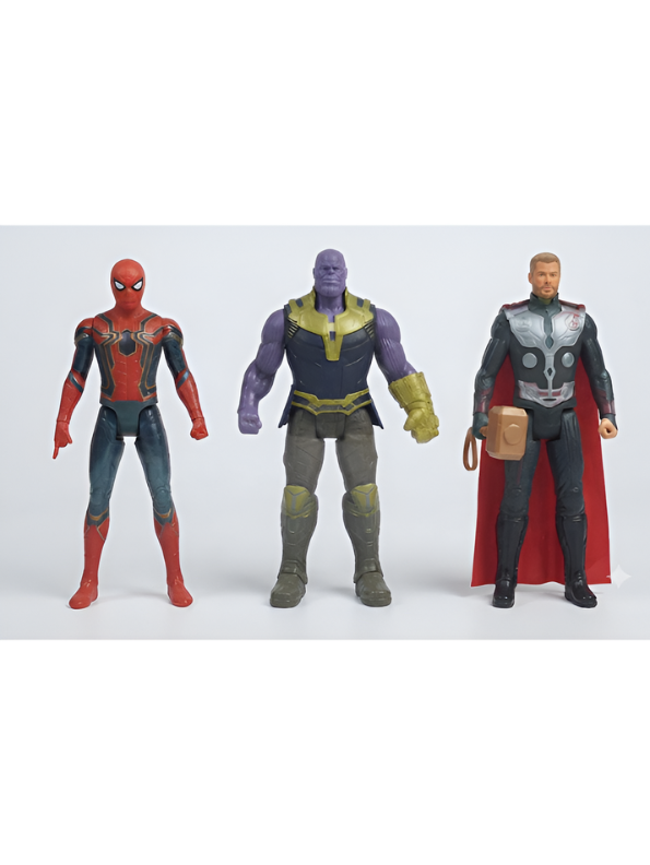 Avengers Endgame 3-Piece Superhero Action Figure Set Featuring Spider-Man, Thor & Thanos Collectible Toys TV627