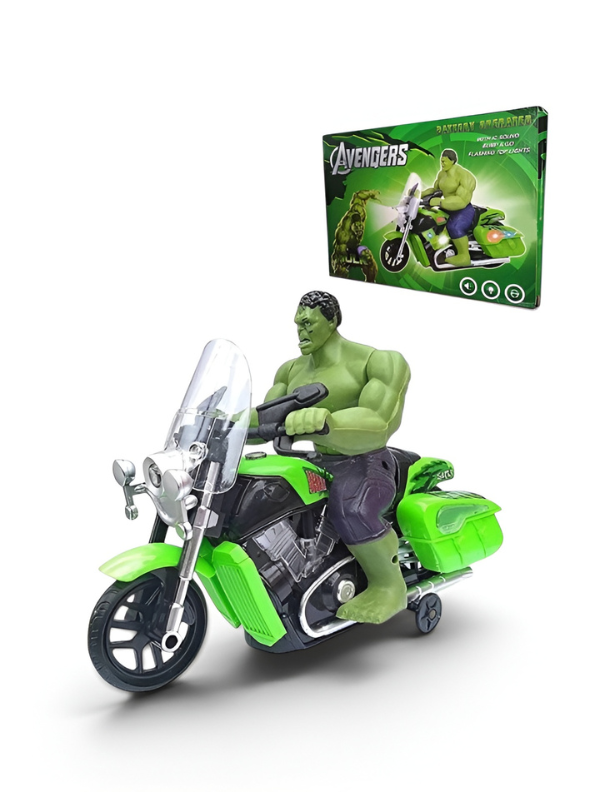 Avengers Hulk Bump & Go Motorcycle Toy – Battery Operated with Lights ...