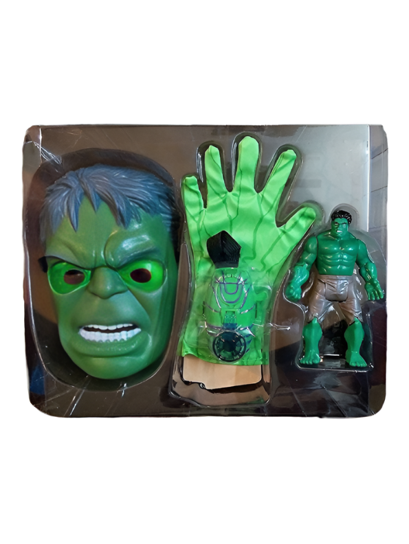 Avengers Hulk Roleplay Set: LED Glowing Mask, Power Glove & Hulk Figure TV4035.