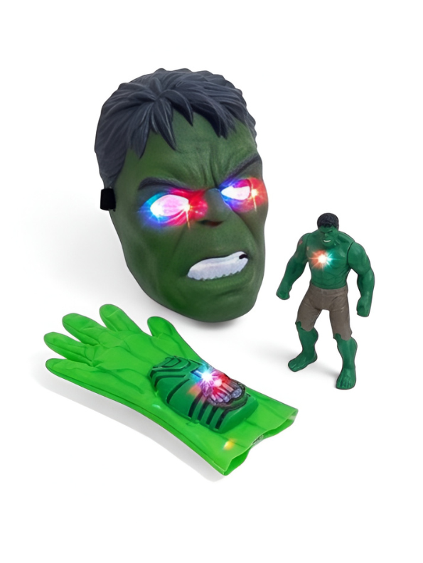 Avengers Hulk Roleplay Set: LED Glowing Mask, Power Glove & Hulk Figure TV4035.