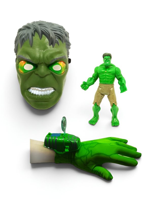 Avengers Hulk Roleplay Set: LED Glowing Mask, Power Glove & Hulk Figure TV4035.
