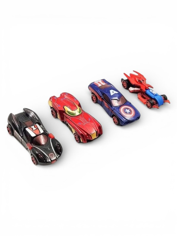Avengers Infinity War 4-Piece Diecast Toy Car Set – Superhero Character Themed Alloy Racing Vehicles featuring Iron Man, Captain America, Spider-Man & Black WidowLMI9661