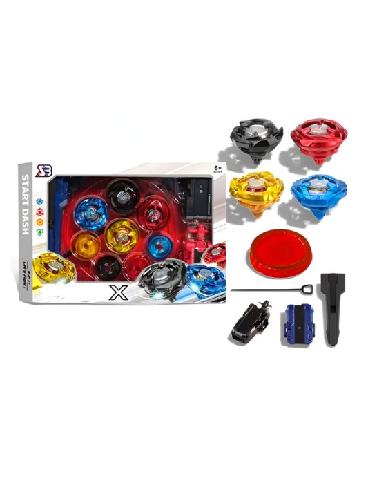 Dash Battle Set 4D Metal Spinning Tops – 4 Pack Dran Sword & Wizard Arrow Styles with Grip Launcher, High-Speed Battle Toy Set NX15823