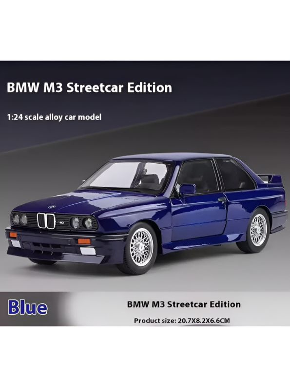 BMW M3 E30 Diecast Model Car | Blue 1:24 Scale Collectible Replica Alloy Car MD581.