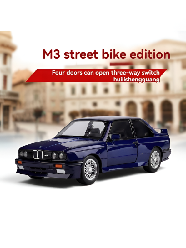 BMW M3 E30 Diecast Model Car | Blue 1:24 Scale Collectible Replica Alloy Car MD581.