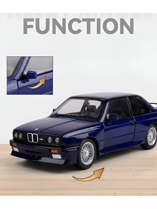 BMW M3 E30 Diecast Model Car | Blue 1:24 Scale Collectible Replica Alloy Car MD581.