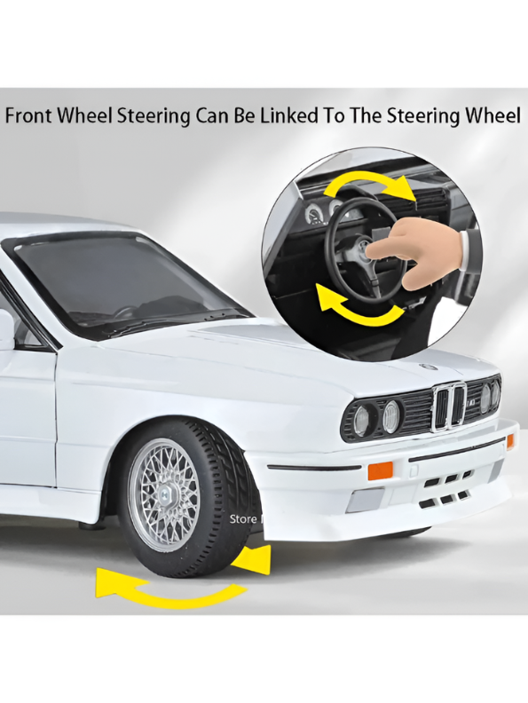 BMW M3 E30 Diecast Model Car | White 1:24 Scale Collectible Replica Alloy Car MD581.