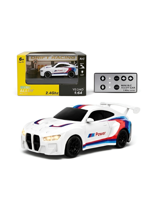 BMW M4 GT3 RC Drift Car - 1:64 Scale Mini Alloy Remote Control with Acrylic Display Box MD585