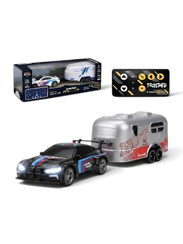 BMW M4 GT3 RC Drift & Racing Car with Trailer & Acrylic Display Box Black (2.4GHz) MD570