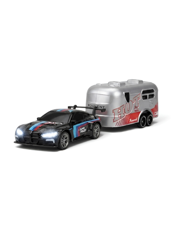 BMW M4 GT3 RC Drift & Racing Car with Trailer & Acrylic Display Box Black (2.4GHz) MD570