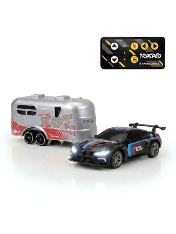 BMW M4 GT3 RC Drift & Racing Car with Trailer & Acrylic Display Box Black (2.4GHz) MD570