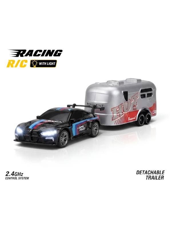 BMW M4 GT3 RC Drift & Racing Car with Trailer & Acrylic Display Box Black (2.4GHz) MD570