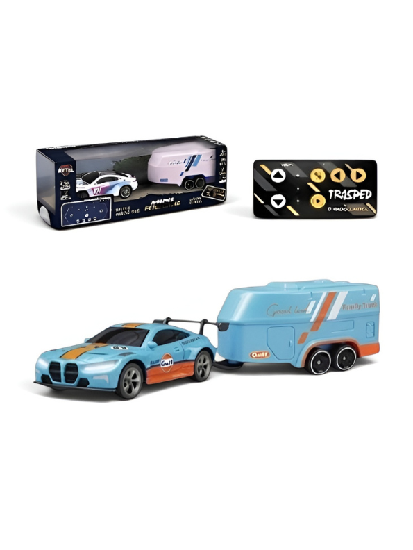 BMW M4 GT3 RC Drift & Racing Car with Trailer & Acrylic Display Box Blue (2.4GHz) MD570
