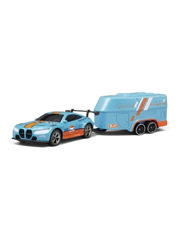 BMW M4 GT3 RC Drift & Racing Car with Trailer & Acrylic Display Box Blue (2.4GHz) MD570