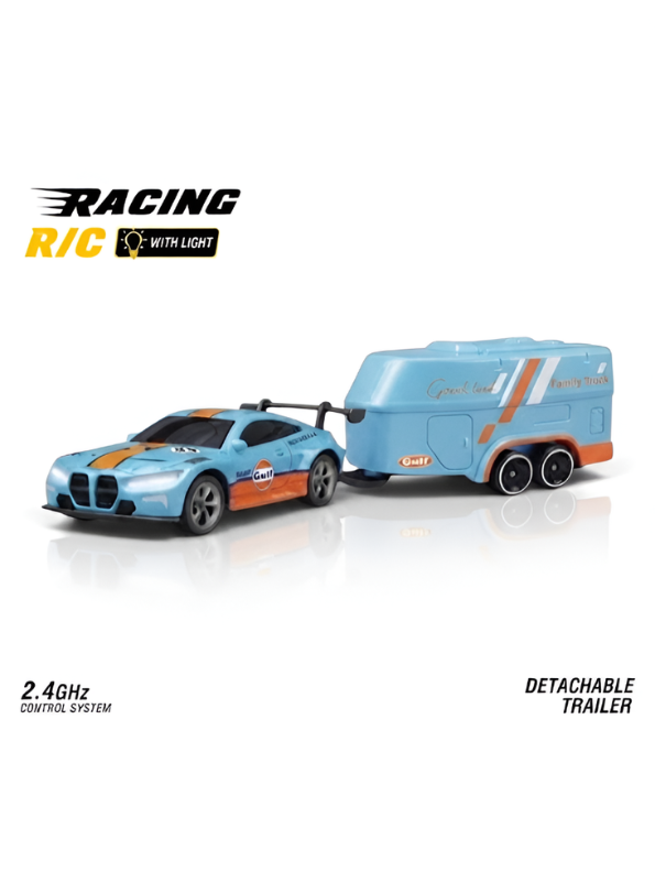 BMW M4 GT3 RC Drift & Racing Car with Trailer & Acrylic Display Box Blue (2.4GHz) MD570