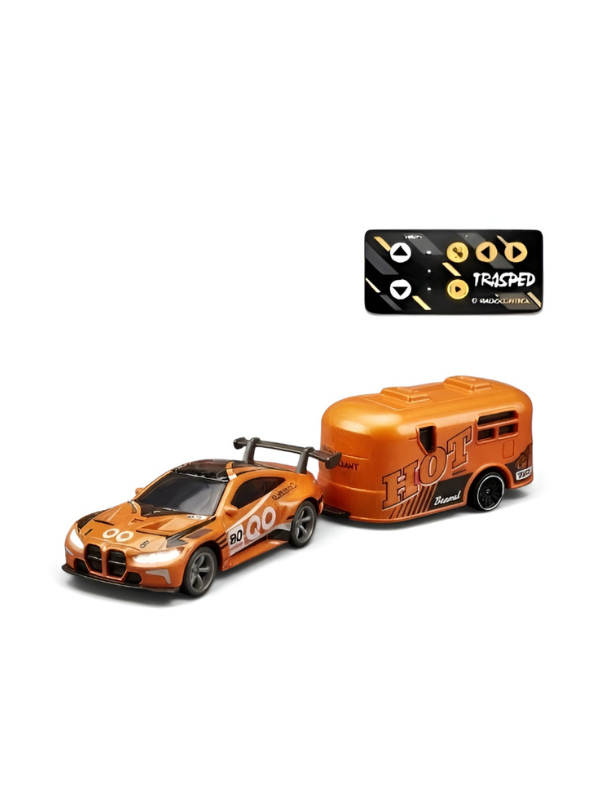 BMW M4 GT3 RC Drift & Racing Car with Trailer & Acrylic Display Box Orange (2.4GHz) MD570