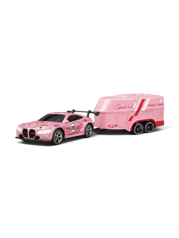 BMW M4 GT3 RC Drift & Racing Car with Trailer & Acrylic Display Box Pink (2.4GHz) MD570