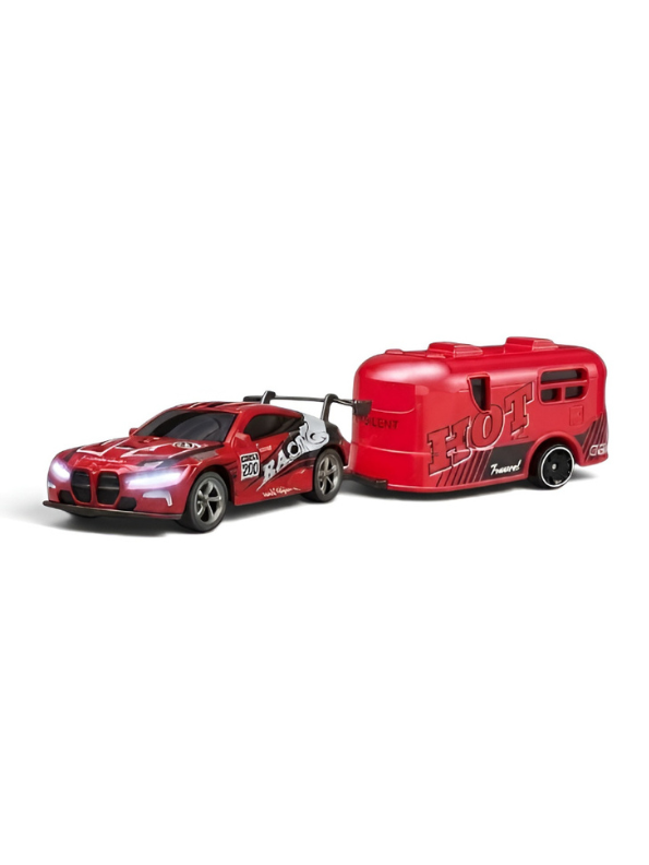 BMW M4 GT3 RC Drift & Racing Car with Trailer & Acrylic Display Box Red (2.4GHz) MD570