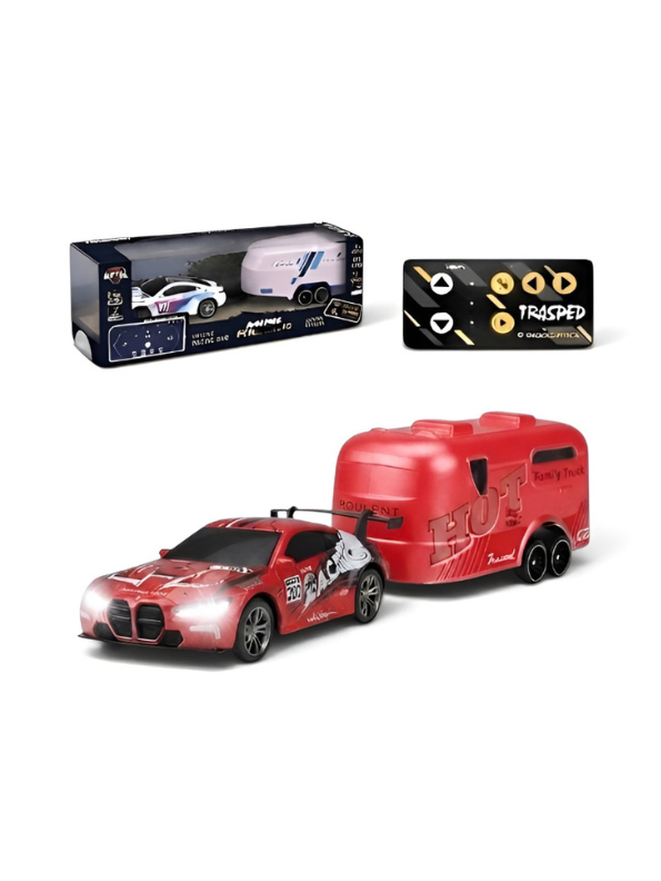 BMW M4 GT3 RC Drift & Racing Car with Trailer & Acrylic Display Box Red (2.4GHz) MD570