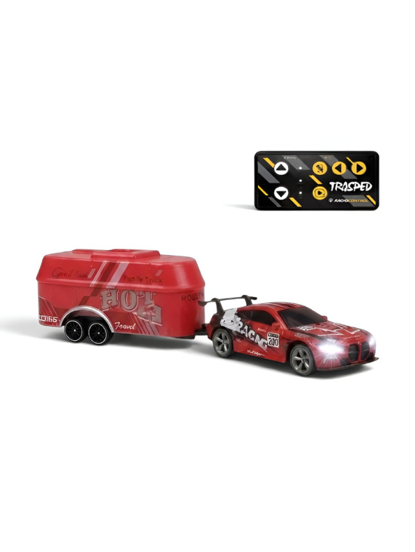 BMW M4 GT3 RC Drift & Racing Car with Trailer & Acrylic Display Box Red (2.4GHz) MD570