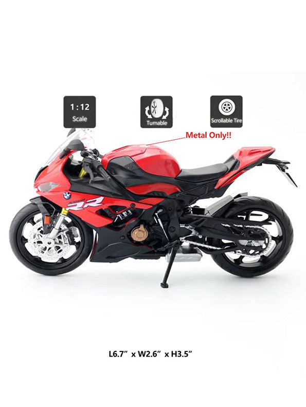 BMW S1000 RR Metal Model Diecast Bike - Red - MD - Scale 1:12 - Big Size